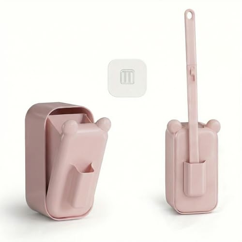Disposable Toilet Brush for Bathroom Cleaning, Toilet Brush and Holder Set, Deep Cleaning Toilet Bowl Cleaner with Replaceable Heads, Hygienic Storage Design (Pink – 24 Refills Flip-Open Toilet Brush)