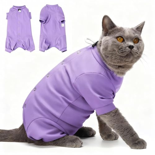 HEYWEAN Kattbody efter operation, långärmad, kattdräkt, tryckknapp, kroppsknapp, kattunge, operation, hona, anti-slickning, efter sterilisering, textilier för katter