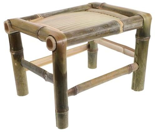 SAFIGLE Bambushocker Bambusstuhl aus Naturbambus Traditioneller Sitzhocker für Balkon Wohnzimmer Atmungsaktiv Platzsparend