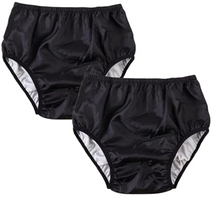 2st blöjöverdrag for vuxna Plastbyxor Tvättbara, Plastblöjöverdrag Vattentäta plastbyxor Läckagesäkra inkontinensunderkläder(Black+black,2X-Large)