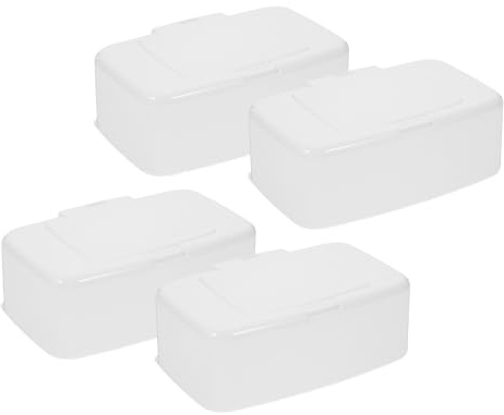 EPIGEIST Dispensador de Toallitas Húmedas con Tapa Sellada, Caja para Escritorio 4 Unidades, Plástico Duradero de Color Claro, Contenedor Portátil para Baño y Oficina, Estuche