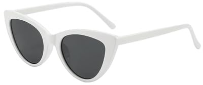 LSQBDFC Sonnenbrille Schmale Cat-Eye-Sonnenbrille Für Damen Im 90er-Jahre-Stil, Schmaler Rahmen, Schutz, Blendfreie Gläser, Trendige Farbtöne-Weiss
