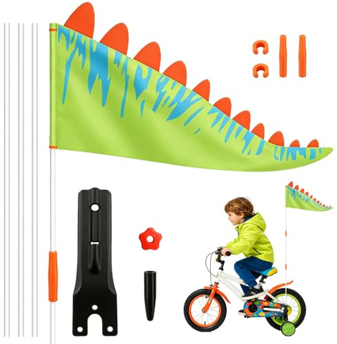 WDKXCN Drapeau de Vélo, Fanion Vélo Enfant 166cm Réglable avec Accessoires, Drapeau Sécurité Vélos pour Garçons et Filles, Installation Facile, Usage Extérieur