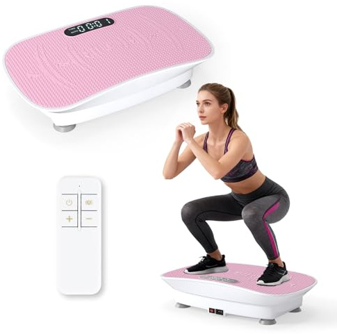 GYMAX Plateforme Vibrante avec 10 Intensités de Vitesse, Plaque Vibrante pour Fitness, Cardio-Training, Perte de Poids, avec Télécommande, Écran LED, Silencieuse pour Maison Bureau (RSE/BLC)