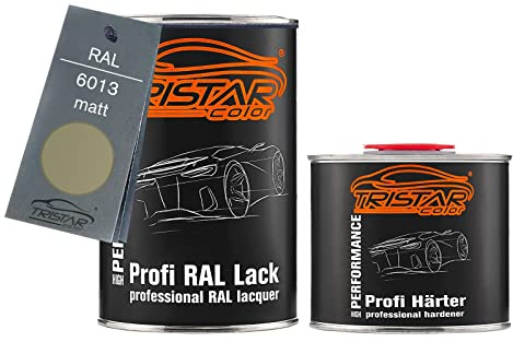 TRISTARcolor RAL 6013 Schilfgrün matt Lack Dose + Härter 1,5 L | 2K-Set aus Lack + Härter, schnelltrocknend