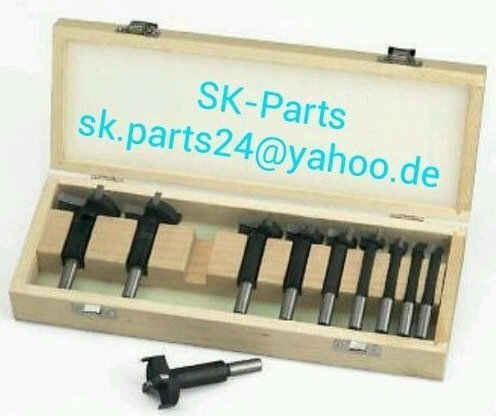 10tlg Satz HW HM Kunstbohrer im Holzbox 10-50mm Forstnerbohrer