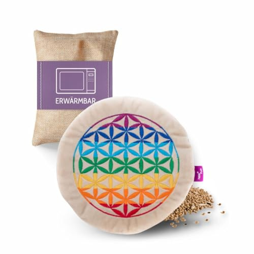 Habibi Plush Premium – 1715 Wärmekissen „Blume des Lebens“, herausnehmbare Körnerfüllung - zum Erwärmen in der Mikrowelle/Backofen