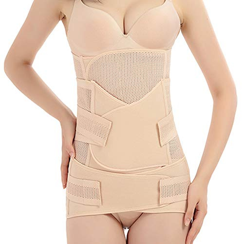WANYIG Postpartale Unterstützung 3 in 1 Bauchband Nach Geburt High Elastischen Postpartum Gürtel für Damen Nach Kaiserschnitt -Bauch/Taille/Becken Gürte (Braun, M)