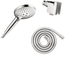 hansgrohe Raindance Select S 04913000 - Soffione doccia regolabile da 12,7 cm, moderno, a 3 spruzzi in polvere, completo e massaggiante, facile da installare, con tubo in cromo, 2,5 GPM