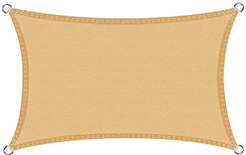 CHENG Tenda a Vela Impermeabile 3.5x5m, Vela Ombreggiante, Ombreggiante in, Resistente e Anti-Strappo, per Esterni, Cortile, Giardino - Beige