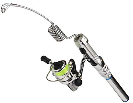 QUEENBAR Leikance Eis-Angelrute Boot Winter Angelrute mit Spinn-Angelrolle Angelausrüstung Set Tragbare Angelausrüstung