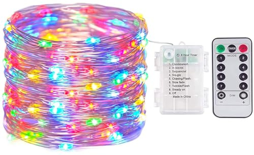 XVZ LED Lichterkette Batterie, 20LED 8 Modi Bunte Lichterkette 2m mit Timer Fernbedienung für Zimmer Innen Weihnachten Kinderzimmer Außen Garten Party Hochzeit DIY - Mehrfarbig