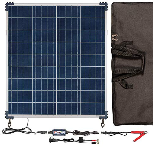 OptiMate Solar 80W Travel Kit Solarpanel Batterieladegerät 12V 6,67A – Komplettes Solar Lade-Set mit Panel, Regler, Ständer, Kabeln & Tragetasche – Für Auto, Motorrad, Boot & Wohnmobil