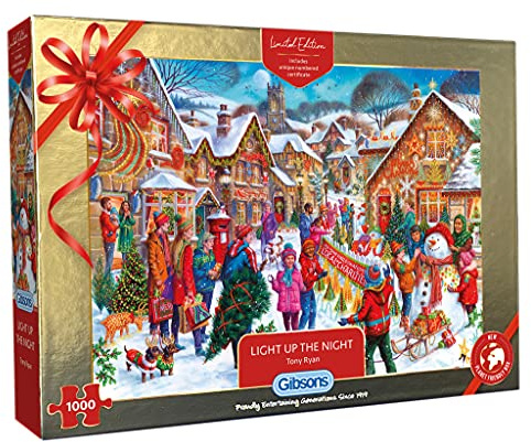 1000 Teile Weihnachtspuzzle 2021, Limitierte Ausgabe - Light Up The Night | Nachhaltiges Puzzle für Erwachsene | Tolles Geschenk für Erwachsene | Gibsons Games