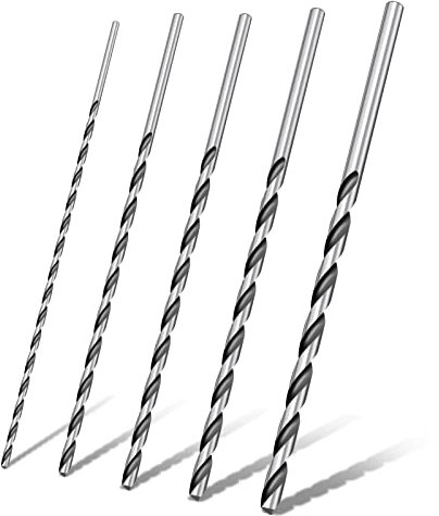 ALTcompluser 5pcs Extra Lange Holzbohrer Bohrer Set 2 mm, 3 mm, 3,5 mm,4 mm, 5 mm Holzbohrer HSS Spiralbohrer zum Bohren für Die Holzbearbeitung Manuelle