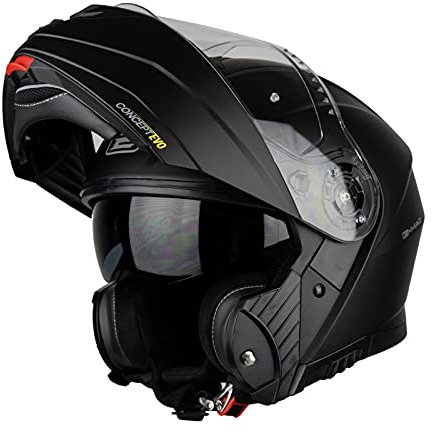 G-Mac Concept Evo Flip Front Motorcycle Helmet (Satin Black, L)