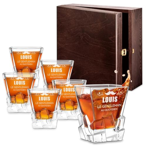 Maverton Ensemble de 6 Verres à whisky pour homme, Avec motif décoratif | Idee Cadeau Homme Anniversaire, Cadeau Personnalisé Homme, Verre a whisky au design unique avec personnalisation, Gentleman