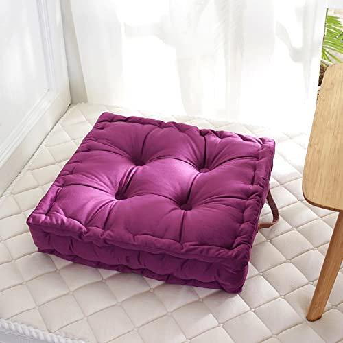 Yadlan Sitzkissen Boden XXL, Meditationskissen Flach, Sitzpolster Boden Groß 40x40x10cm, Anti-Verformung Stuhlauflagen with Tragegriff, Multifunktional and Dekoration Violett