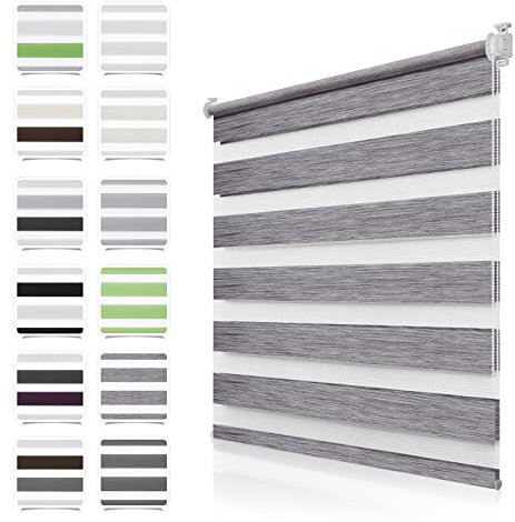 Doppelrollo Klemmfix ohne Bohren Marmor-Grau 85x120cm Rollos für Fenster ohne Bohren mit Kindersicherung Fenster Rollos für innen Lichtdurchlässig & Verdunkelnd, Stoffbreite 80cm