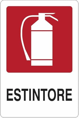 Estintore - CARTELLO SEGNALETICO in Adesivo Resistente, Pannello in Forex o Pannello In Alluminio (PANNELLO IN ALLUMINIO 20X31 CM)