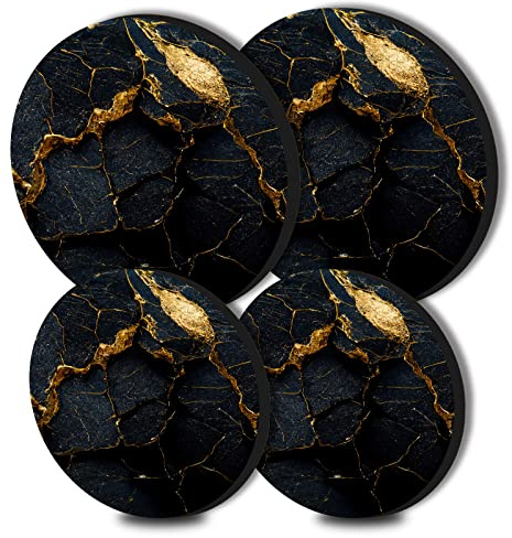 Lot de 4 cache-plaques rondes en métal marbré noir doré pour cuisinières électriques, cuisinière à gaz, ustensiles de cuisine, accessoires de cuisine modernes