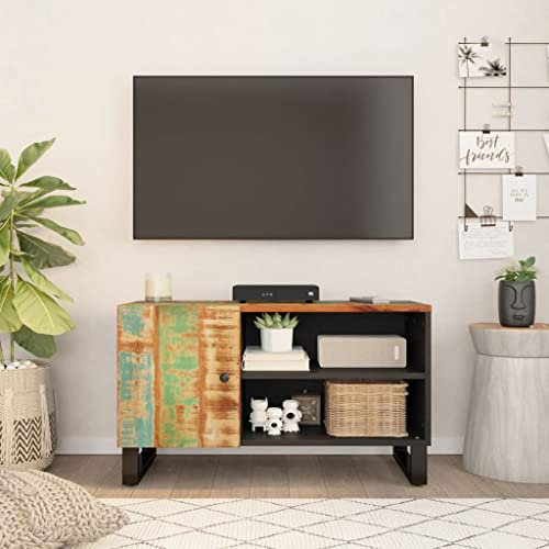 CIADAZ TV-Schrank 80x33x46 cm Altholz Massiv & Holzwerkstoff, TV Lowboard, Fernsehschrank, Fernsehtisch, Fernseher Schrank, TV Sideboard, TV Board, TV Cabinet, TV Bank, TV Kommode