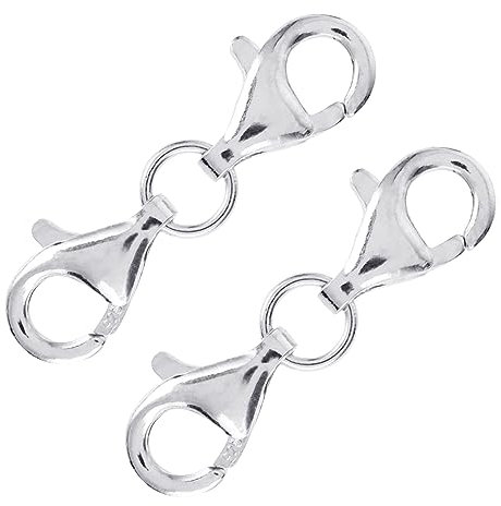 TIESOME - Juego de 2 cierres de langosta de doble apertura de plata de ley 925, extensión de collar de doble apertura, extensor de pulsera, conector de doble garra para pulseras de joyería