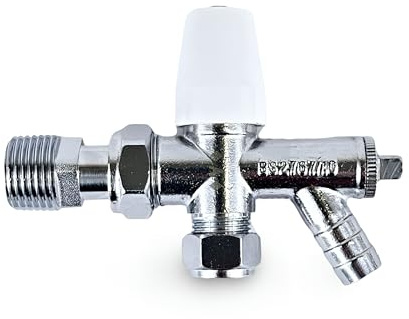Wärmer System 8-10mm Angled Radiator Valve, Lockshield Angled Radiator Valve with Drain Off (Lockshield Radiator Valve)