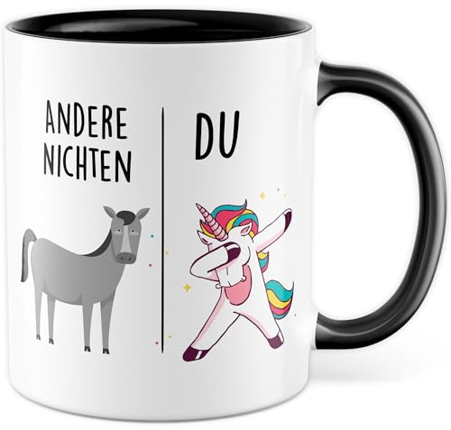 Tasse Nichte Geschenk Andere Nichten - Du, Kaffeetasse Nichte Geschenk für Frauen Kind, Geschenkidee Frau Tante Geburtstag Weihnachten Familie Patentante Kaffee-Becher (Weiß/Schwarz)