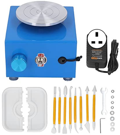 LetCart Mini Töpferscheibe, 100–240 V Elektrische Töpferscheibe, Blau Kleine Töpferscheibe Für Den Schulunterricht, Für Kunsthandwerk, Formen, Geschenk(UK)