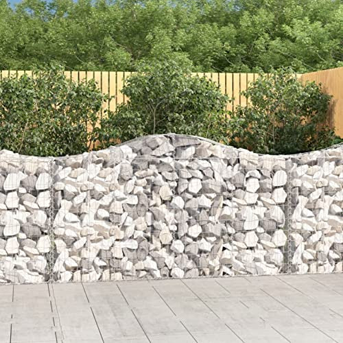 CIADAZ Gabionen mit Hochbogen 7 STK Gabionenkörbe, Gabionen Hochbeet, Steinkorb, Gabionengitter, Kräuterspirale Für Garten, Drahtkorb Für Pflanzen, 200x30x100/120cm Verzinktes Eisen