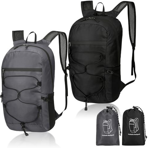 SUNOYA Faltbarer Rucksack, Pack of 2 Fahrradrucksack, Rucksack, Rucksack Wasserdicht, Rucksack Faltbar, Wanderrucksack Rucksack, Ideal für Damen Und Herren Wasserdicht Zum Wandern Bergsteigen Reisen