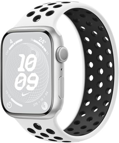 Charlam Sport Loop Armband Kompatibel Mit Apple Watch 45mm 44mm 49mm 42mm, Atmungsaktives Weiches Silikon für iWatch Serie 9 8 7 6 5 4 3 2 1 SE Ultra, Herren Damen, Weiß/Schwarz