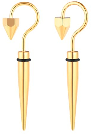 Yumilok Haken Regenschirm Ohrringe Herren Edelstahl Silber Ohrringe Stecker Kegel Damen Ohrstecker Punk Ohrhänger Piercing Knorpel