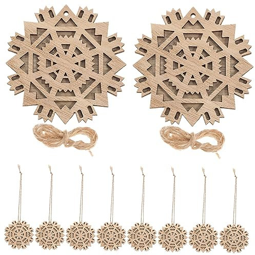 NUOBESTY 10stücke Holzschneeflocken Anhänger Pappelholz Diy Weihnachtsdekoration Glatte Oberfläche Für Bastelprojekte Ornamente Für Christbaum Und Festliche Anlässe