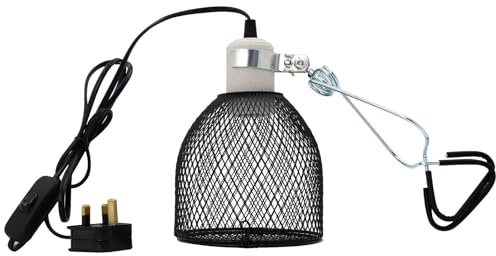 Houtokit Reptile Heating Lamp with Clip, Tortoise Ceramic Heat Lamps Lampshade Holder for E27 UVA UVB Bulbs Reptile Anti-scalding Bracket Cage for Lizard Spider Snake Bearded Dragon Chick