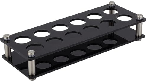 HOBBIESAY 12 Hole Acrylic Shot Glass Holder Black Shot Glass Serving Tray for Bar Tequila Glasses Cup Rack Whiskey Shot Glass Base Diaplay for Party Bar Club Family Gathering,Inner Hole:3.8cm