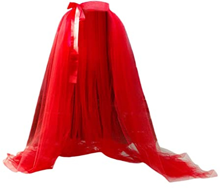 Perfeclan Gonna lunga tutù in tulle da donna alla moda, abito lungo staccabile lungo fino al pavimento per oggetti di scena per foto di spettacoli teatrali, Rosso