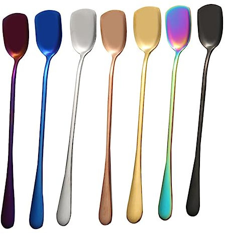 Amosfun 6 Pezzi Cucchiai in Acciaio Resistente Cucchiaini Per Gelato Cucchiaini Per Ghiaccio Per Mescolare Per Cocktail Manico