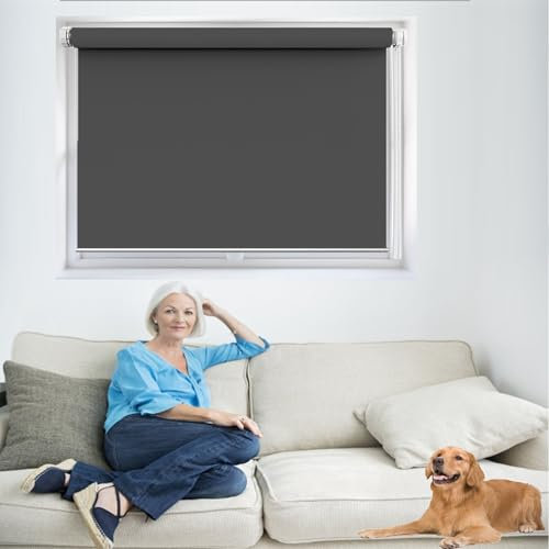 Verdunkelungsrollo Klemmfix 35 x 150 cm Sichtschutz Tenebra Thermorollo Rollo für Fenster Und Tür, Dunkelgrau