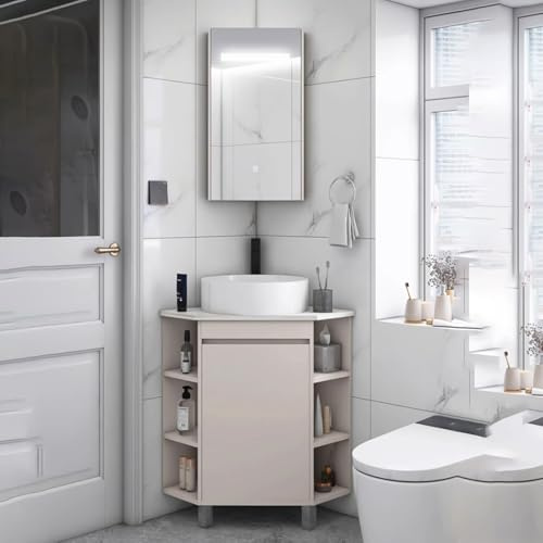 AYHARYLH Mobile Bagno Con Lavabo,Mobile Bagno Lavabo Angolare Lavabo In Ceramica Ideale Per Piani D'appoggio In Bagno E Mobili Da Toilette,Per Piccoli Spazi, Lavandino Per Il Lavaggio Igienico Delle M
