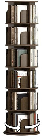 Modernes, um 360 Grad drehbares Bücherregal, platzsparend, bodenstehend, Bücherregal, Aufbewahrungsregal mit schmalem Design, kleines Eck-Bücherregal, Organizer für kleine Räume (6 Etagen)