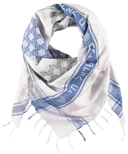 Semitic Tribes MultiColor WHT Jewish Sudra w/Fringes, Desert Keffiyeh, Tactical Shemagh, 100% Cotton Breathable unisex scarf