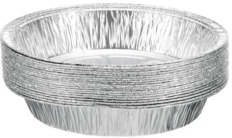 QUARKZMAN 20 piezas de Moldes de Aluminio para Tartas de 7.28 Redondos Desechables Antiadherentes para Tartas, Quiches, Cocinar, Recalentar en Fiestas, Color Plata