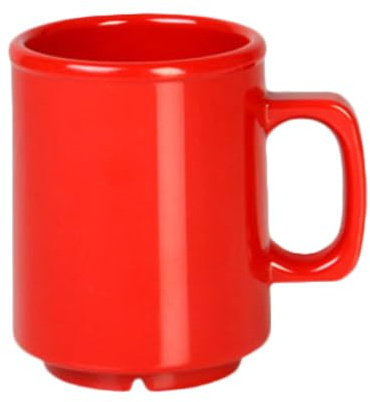 FSE CR9010PR Mug, 8 oz., Break-Resistant, Dishwasher Safe, Melamine, Pure red, BPA Free, NSF, for Melamine Cups and Mugs; Heat Resistant Temperature is up to 120 Degree F., Pack of 12