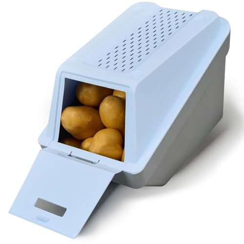 ARTECSIS® Kartoffel Aufbewahrungsbox mit Deckel 3,5 und 5,0 L-Vorratsbehälter & Vorratsdosen für Obst & Gemüse Aufbewahrung EasyClick- Gemüsebox lebensmittelecht (1, Eisblau, 5.0, Liter)