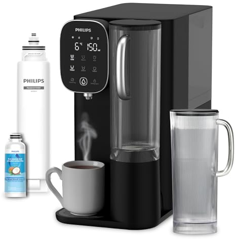 Philips Water Dispensador sobremesa de ósmosis inversa ADD6912BK/10, Elimina hasta 110 sustancias, Agua fría, Caliente y a Temperatura Ambiente, Vida útil del Filtro 1 año