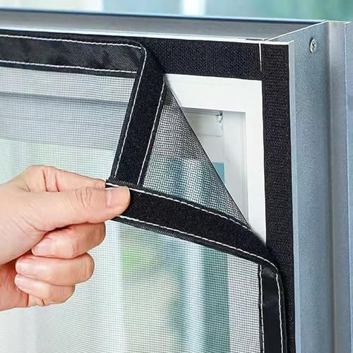 95x120cm Fliegengitter Fenster, Insektenschutz ohne Bohren, Moskitonetz Mückennetz zum Einhängen, auf Maß zugeschnitten oder komplett aufgebaut