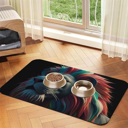 Abstrakte 3D-Kunst-Hundefuttermatten für Böden, 40,6 x 61 cm, rutschfeste, super saugfähige Haustierfuttermatte, Geschirrspüler-Hundematte für Futter und Wasser, niedlich, Gummi, schnell trocknend