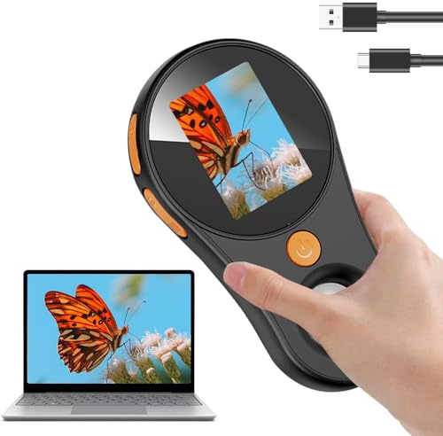 PLLYPE Handy-Mikroskop für Kinder, 2,0 IPS-Bildschirm Digital Lupe Mikroskope, 500X Tragbares Taschenmikroskop mit 8 LEDs, Mit Videoaufzeichnung, PC-Ansicht Kompatibel